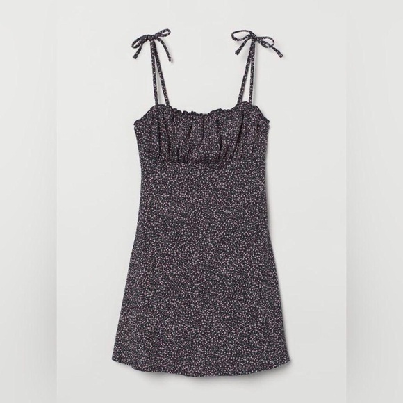 H&M Divided Slip Dress XL Black Floral NWOT - Picture 2 of 6